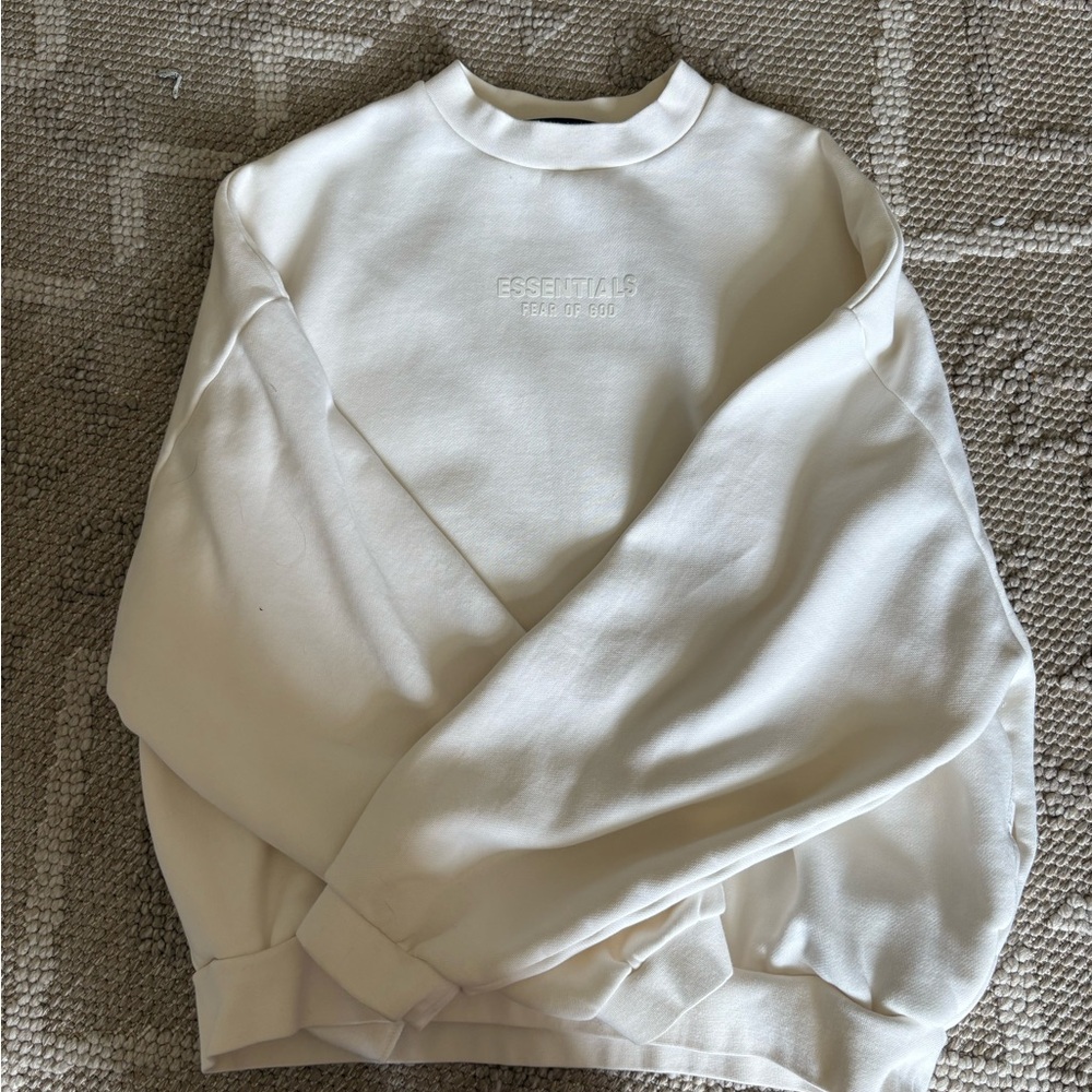Essentials Cream Crewneck Sweater Soft Knit Casual